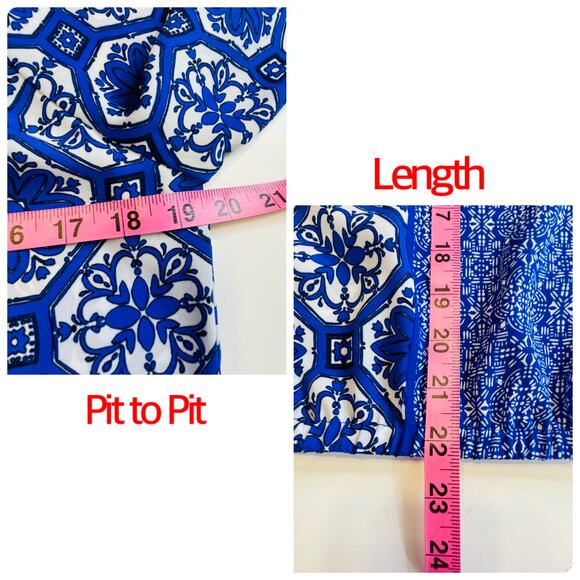 The Limited Blue White Geometric Lightweight Long Sleeve Boho Blouse Top XS - Picture 9 of 9